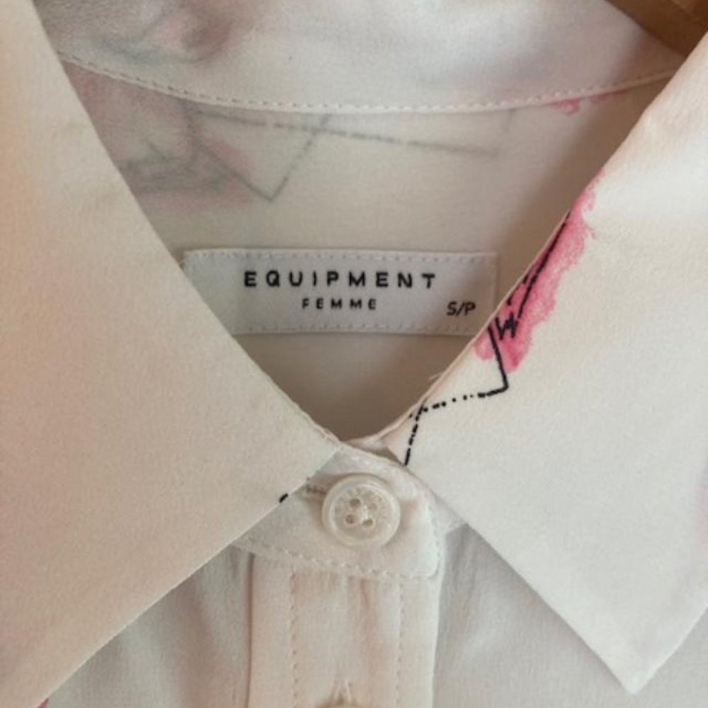 Equipment silk long-sleeve flamingo shirt, S - Picture 3 of 3